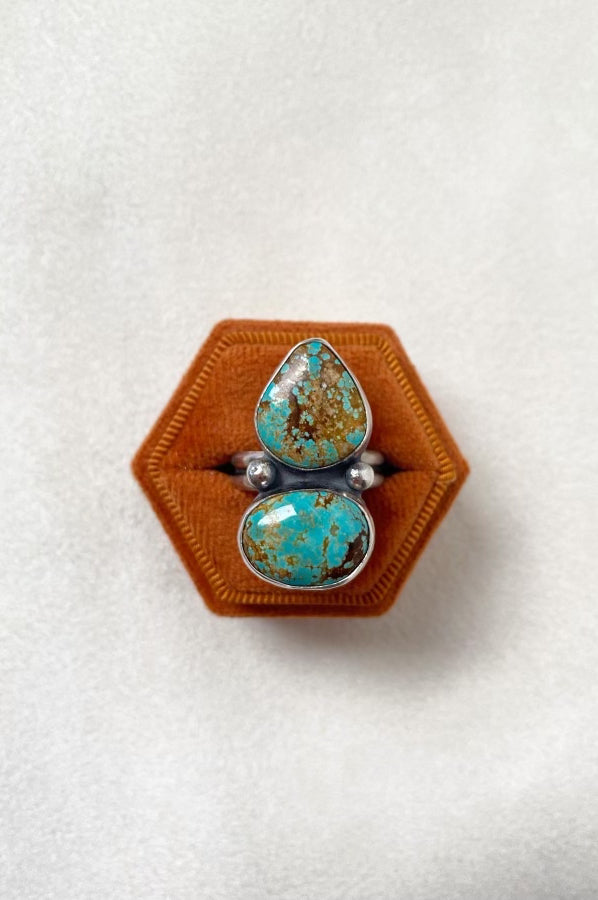Double Number 8 Turquoise Ring